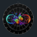 Cible De Fléchettes Vibrant infinity with rainbow butterfly on black<br><div class="desc">multicolor,  bright,  symbole of infinity with rainbow,  detailed butterfly monarch. Rainbow butterfly. Rainbow infinity.</div>