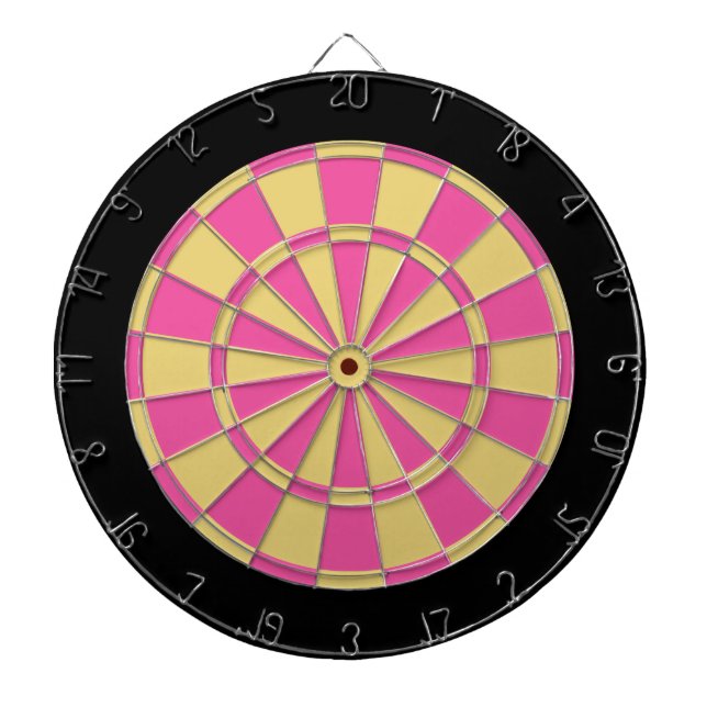 Cible de flechettes : Vieil or, rose, et noir (Devant)