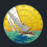 Cible De Fléchettes Vintage<br><div class="desc">French and European Travel Advertisements - Blue sea and sunny yellow sky illustration</div>