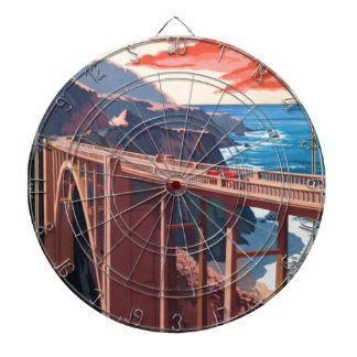 Cible De Fléchettes Vintage Big Sur Bixby Bridge USA Tourisme