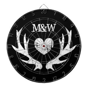 Cible De Fléchettes Vintage coeur cerf antlers fête de mariage personn