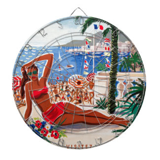 Cible De Fléchettes Vintage Côte d'Azur Beach Girl