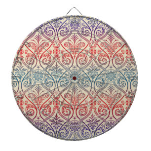 Cible De Fléchettes Vintage Damask Wallpaper - bleu violet rouge