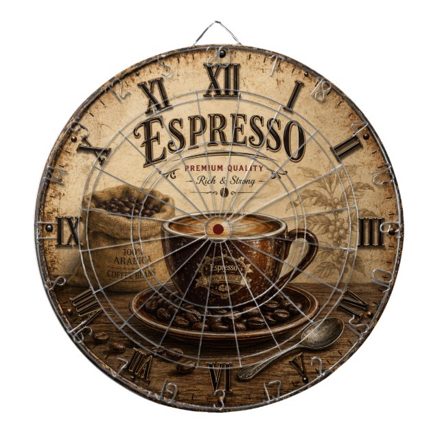 Cible De Fléchettes Vintage Espresso Coffee (Devant)