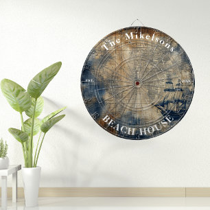 Cible De Fléchettes Vintage Marine Blue Custom Nautical Beach House