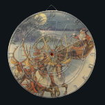 Cible De Fléchettes Vintage Noël Père Noël Sleigh avec Reindeer<br><div class="desc">Illustration vintage Victorian Joyeux Noël scène avec le Père Noël et ses rennes livrant des jouets le soir de Noël. Père Noël survole la neige pendant une nuit d'hiver fraîche avec une pleine lune dans le ciel.</div>