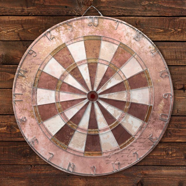 Cible De Fléchettes Vintage rose rustique (a rustic/steampunk style dartboard in pinks and browns)