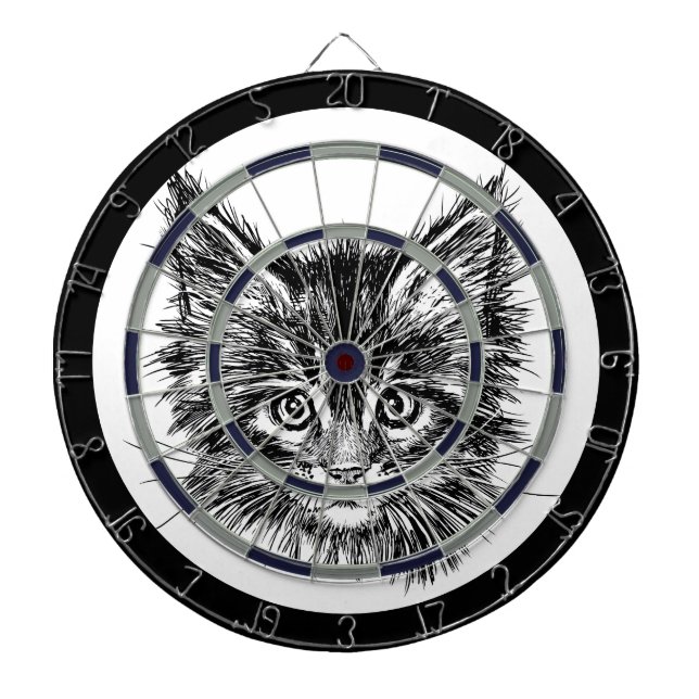 Cible De Fléchettes Visage de Kitten noir et blanc (Devant)