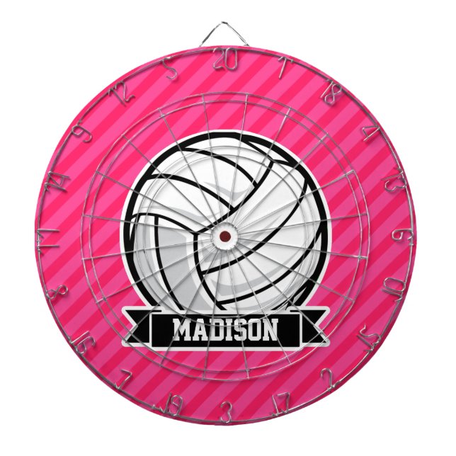 Cible De Fléchettes Volley-ball sur Neon Pink Stripes (Devant)
