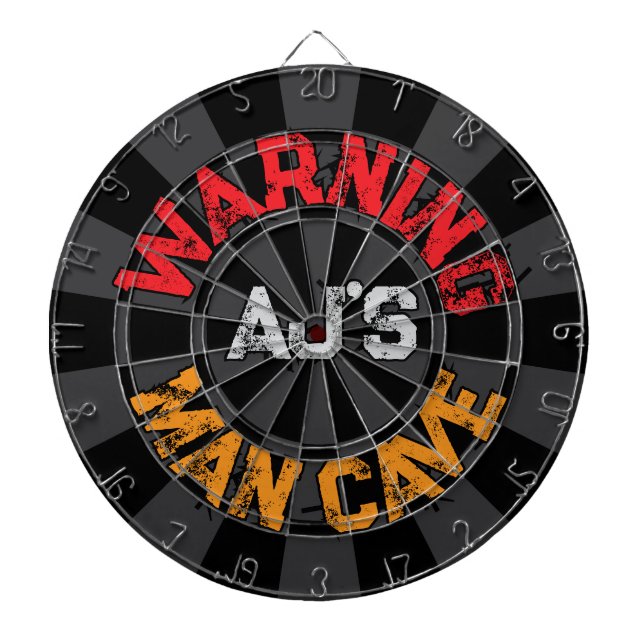Cible De Fléchettes Vos Initiales Homme Cave Avertissement Black Charc (Devant)