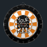 Cible De Fléchettes Votre logo personnalisé orange et blanc<br><div class="desc">Personnalisez votre logo ici dartboard avec l'option de téléchargement du logo du centre personnalisé. Téléchargez un fichier sans arrière - plan blanc pour obtenir un meilleur aperçu du arrière - plan.</div>