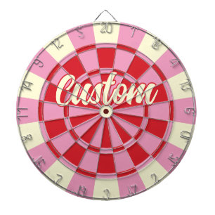 Cible De Fléchettes Votre texte personnalisé en rose et rouge Vintage