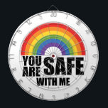 Cible De Fléchettes Vous Êtes En Sécurité Avec Moi LGBTQ Rainbow Pride<br><div class="desc">Vous Êtes En Sécurité Avec Moi LGBTQ Rainbow Pride</div>
