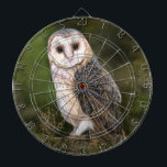 Cible de flechettes Western Barn Owl<br><div class="desc">Chouette de l'Ouest - Migned Aquarelle Peinture Art Belle Forêt Oiseau</div>
