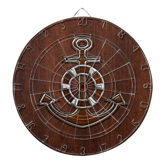 Cible De Fléchettes Wet Nautical Mahogany Anchor Steel Decor (Devant)