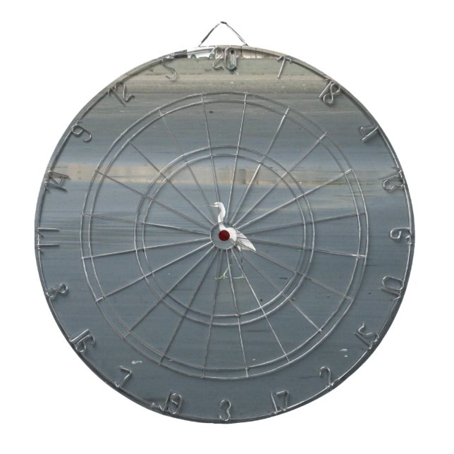 Cible De Fléchettes White Bird on Grey Sand Beach Art Imprimer (Devant)