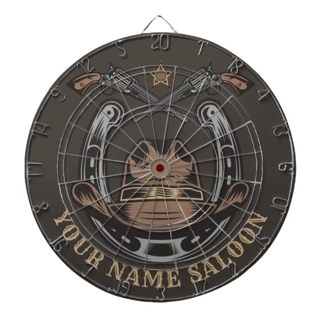 Cible De Fléchettes Wild West Revolver Horseshoe Western Cowboy Saloon (Devant)