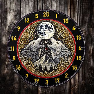 Cible De Fléchettes Wolf hurle sous la lumière de la Lune d’Or