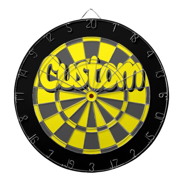 Cible De Fléchettes Yellow, Charcoal Gray, And Black Fun Custom Design (Devant)