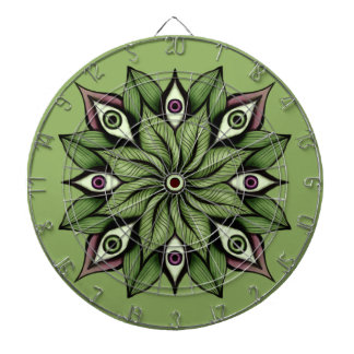 Cible De Fléchettes Yeux psychédéliques Mandala - Trippy Floral Green
