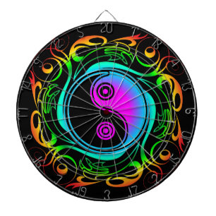 Cible De Fléchettes Yin Yang Psychedelic Rainbow Tattoo