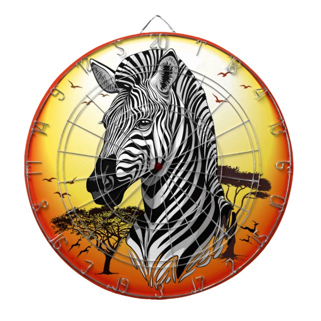Cible De Fléchettes Zebra African Savanna Wild Animal (Devant)