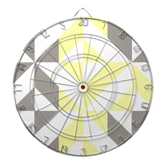 Cible De Fléchettes ZigZag géométrique jaune et argent (Devant)