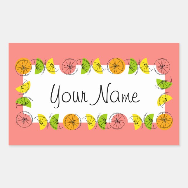 Cictrus Cercle rose Nom autocollant rectangle (Devant)