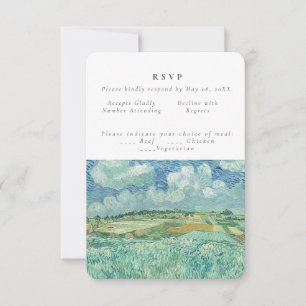Ciel bleu avec mariage vert champ RSVP Invitation