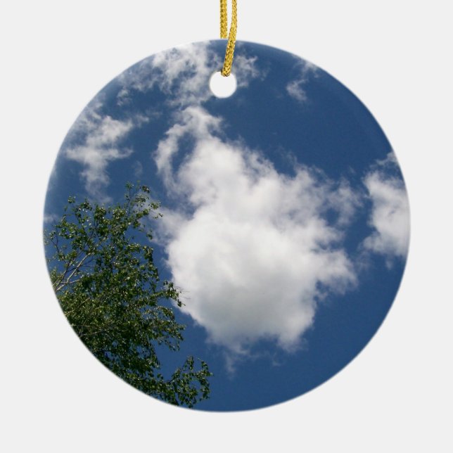 Ciel bleu avec nuages et ornement d'arbre (Devant)