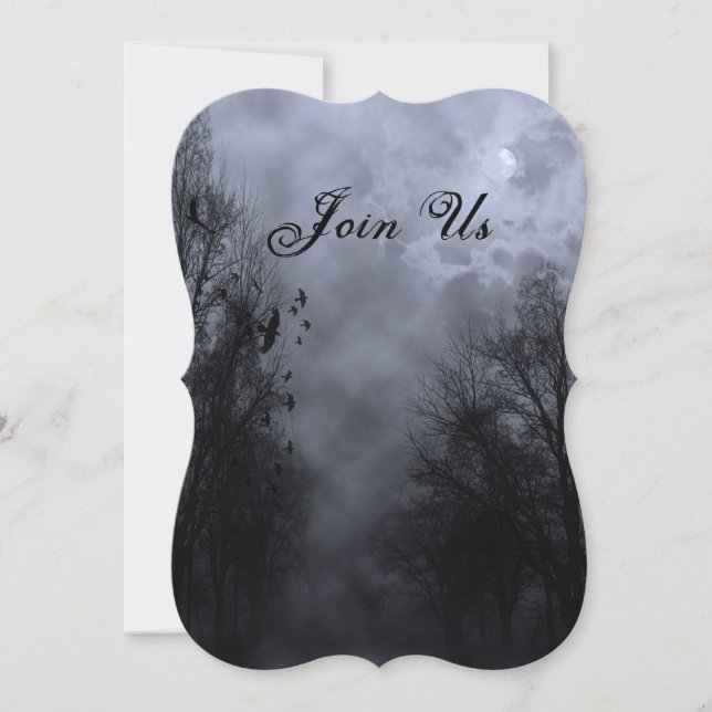 Ciel bleu avec Ravens Custom Halloween Invitations (Devant)