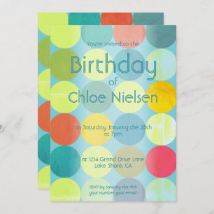 Ciel bleu et cercles colorés Invitation d'annivers