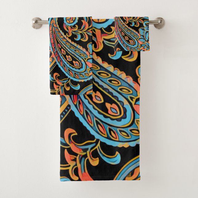 Ciel bleu et orange d'automne Vintage Paisley (En situation)