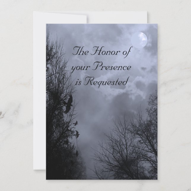 Ciel bleu hanté avec Faire-part de mariage Ravens (Devant)