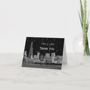 Ciel de Chicago Gravé Étoilé Fond Merci DIY
