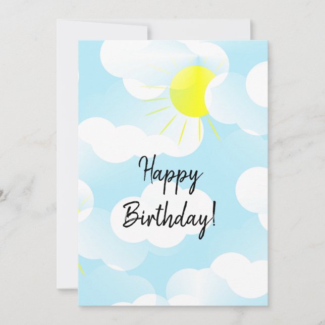 Ciel d'été bleu soleil avec nuages Voeux d'anniver (Devant)