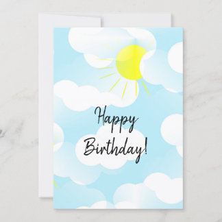 Ciel d'été bleu soleil avec nuages Voeux d'anniver