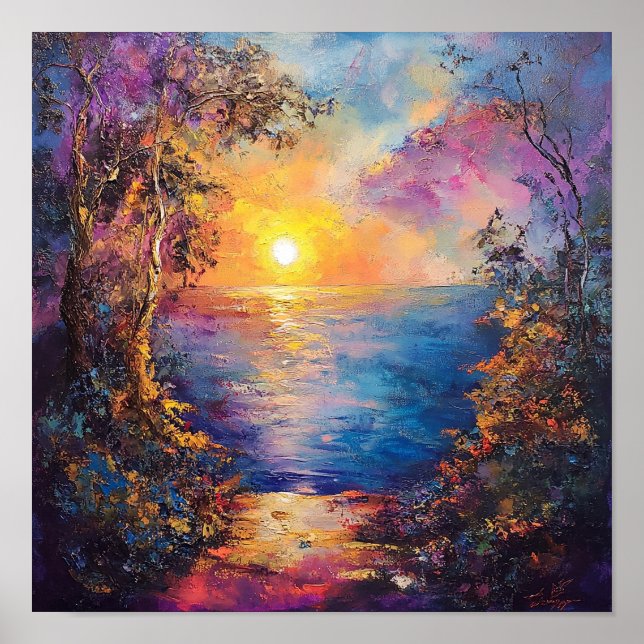 Ciel ensoleillé au coucher du soleil - Art mural p (Devant)