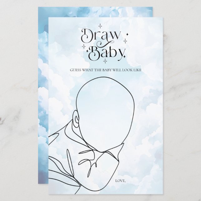 Ciel envoyé Baby shower Jeu Draw Baby (Devant / Derrière)