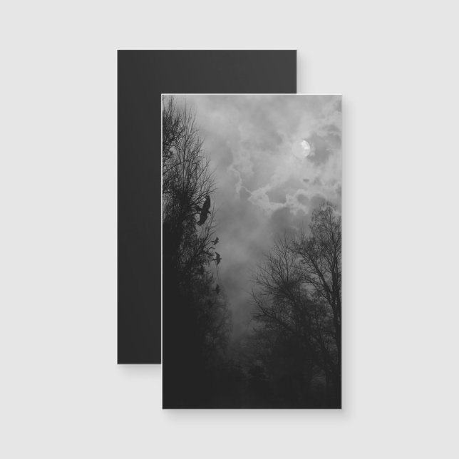 Ciel hanté Pleine lune avec carte magnétique Raven (Devant / Derrière)