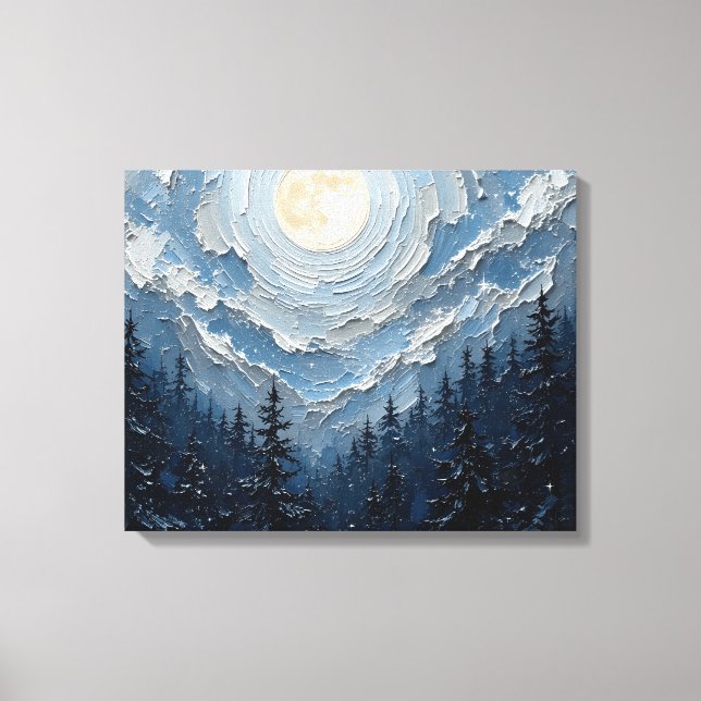 Ciel Lune sur Forêt Premium Wrapper Mur de Toile (Recto)