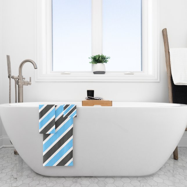 Ciel Moderne Gris Bleu Bandes Diagonales (Créateur téléchargé)