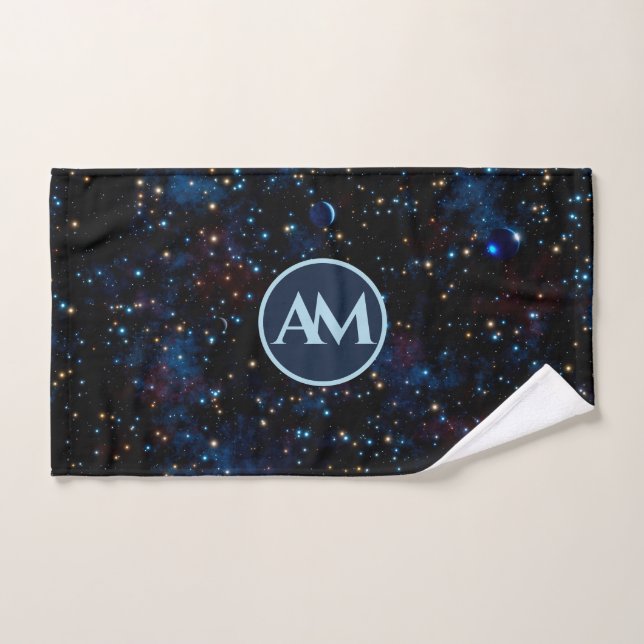 Ciel nocturne avec étoiles et planètes personnalis (Serviette à main)