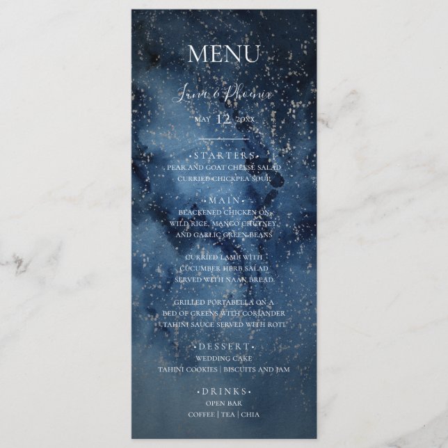 Ciel nocturne céleste | Menu Mariage Argent (Devant)