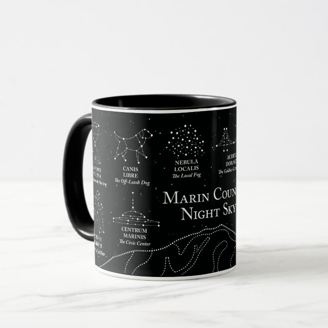 Ciel nocturne du comté de Marin mug 11 oz noir (Devant gauche)