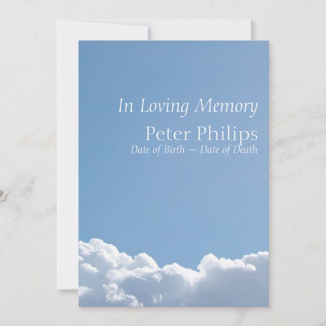 Ciel pacifique 3 Faire-part funéraire Invitation (Devant)
