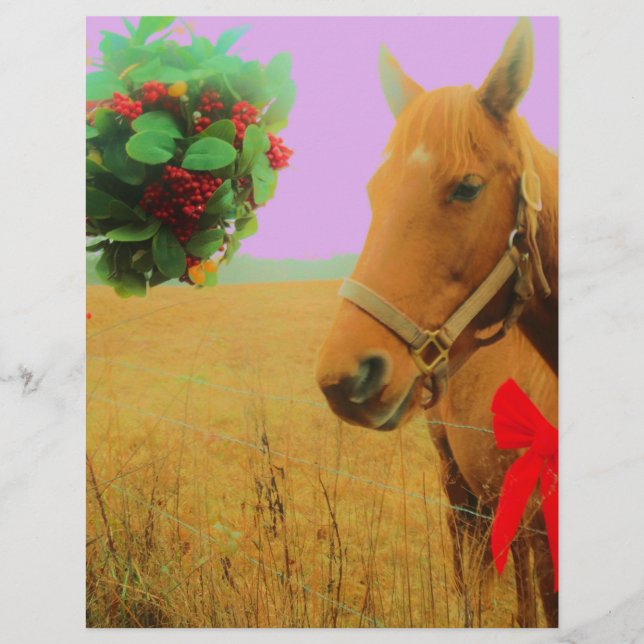 Ciel rose rétro Cheval de Noël (Devant)