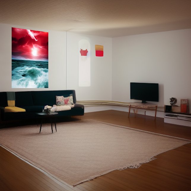 Ciel rouge à la mer | AI Art Poster (Créateur téléchargé)