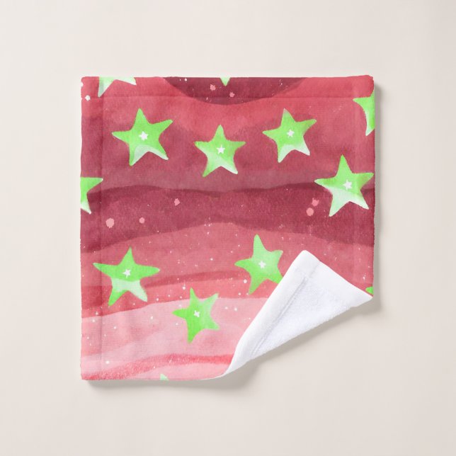ciel rouge avec étoiles (Gant de toilette)