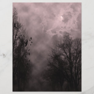 Ciel rouge sang hanté avec des ravens